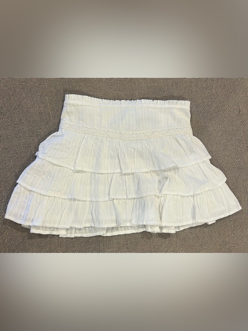 100% cotton White Tiered Ruffle Mini Skirt - Women's